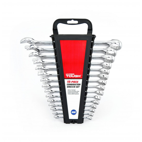 Hyper Tough 15-Piece Combination Wrench Set, MM